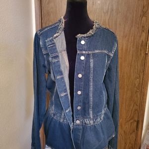 VINTAGE Brand New Susanne Betro Unique Jean Jacket frayed cuffs, collar …